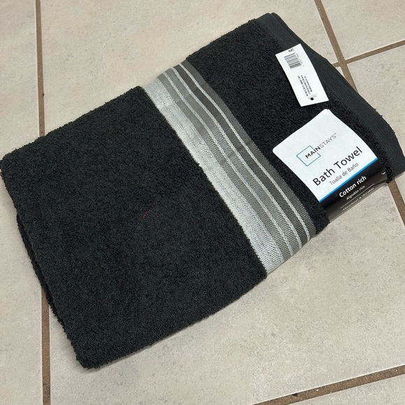 Mainstays‎ Black/Gray 2 Bath Towels cotton rich - Picture 3 of 4